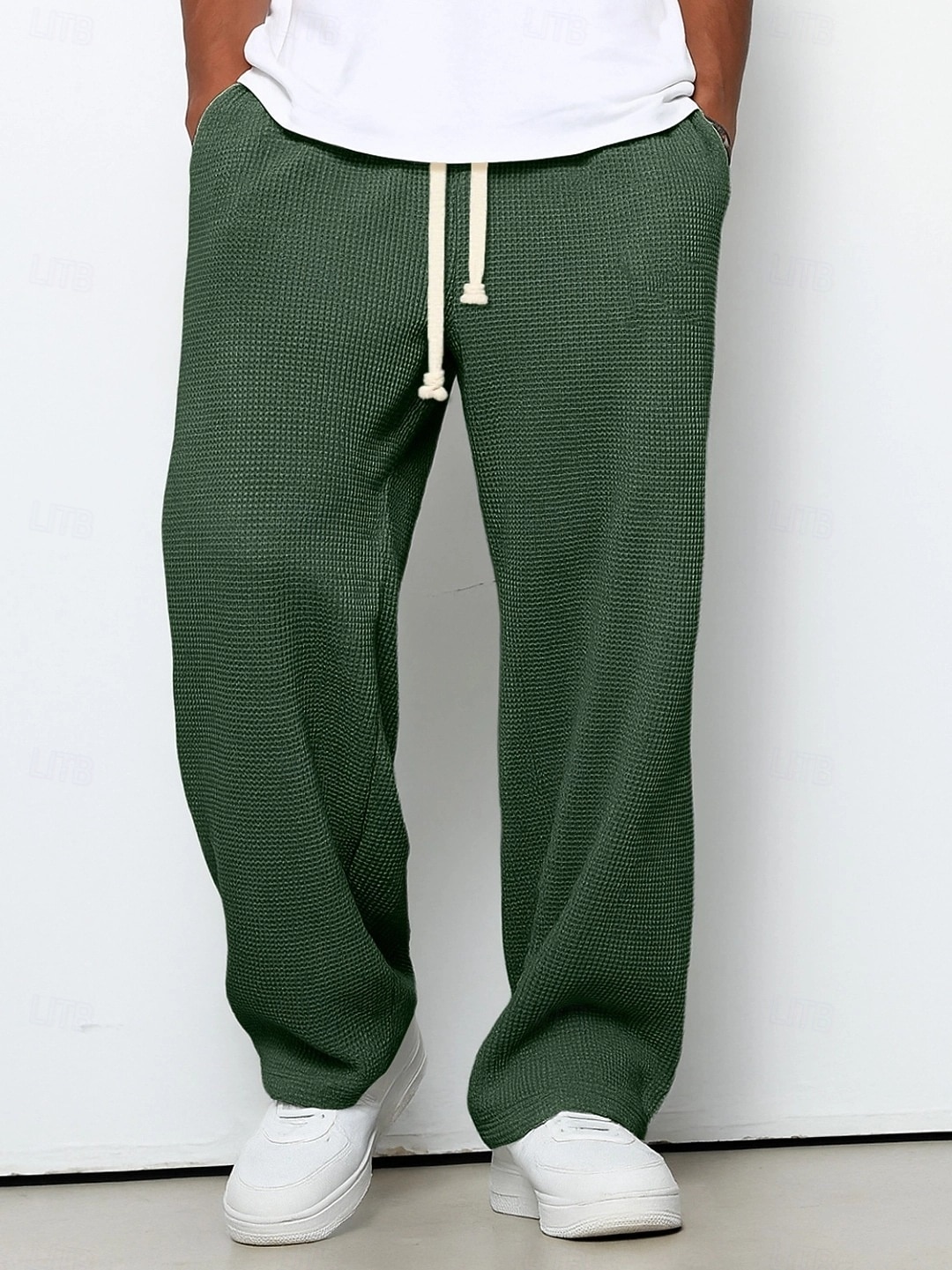 Homme Pantalon de survêtement droit Pantalon gaufré Cordon de serrage Treillis Respirant Longueur complète Occasionnel Quotidien Lisse Marron Sapin Noir Micro-Élastique de 2026 ? $25.99 –P14