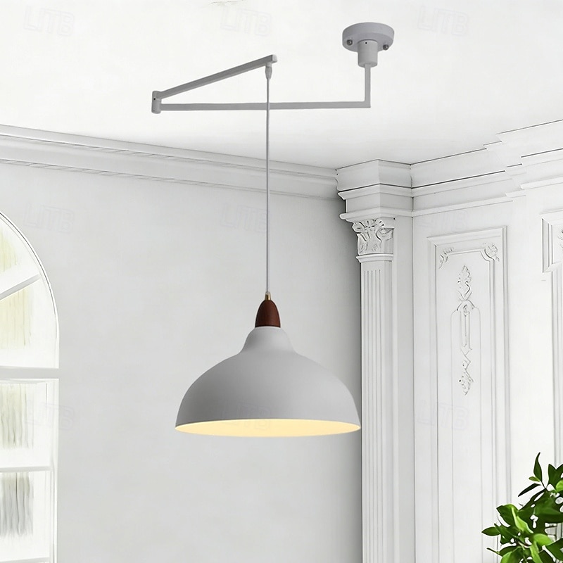 2026年 LEDペンダントライト工業用ペンダント照明器具スイングアームハンギングライト、調節可能なドーム天井ペンダントライト、ダイニングルーム、リビングルーム用、ブラック/ホワイト  コレクション – $249.99 –P1