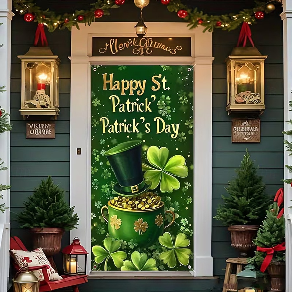 St. Patrick's Day Posters Door Cover Outdoor Banners Gold coin Green Hat Shamrock Cute 3D Party Dorm Teens Room College Dorm Guys Man Cave Frat Bedroom Shooting Backgrounds Home Decor 2026 - $20.99 –P5