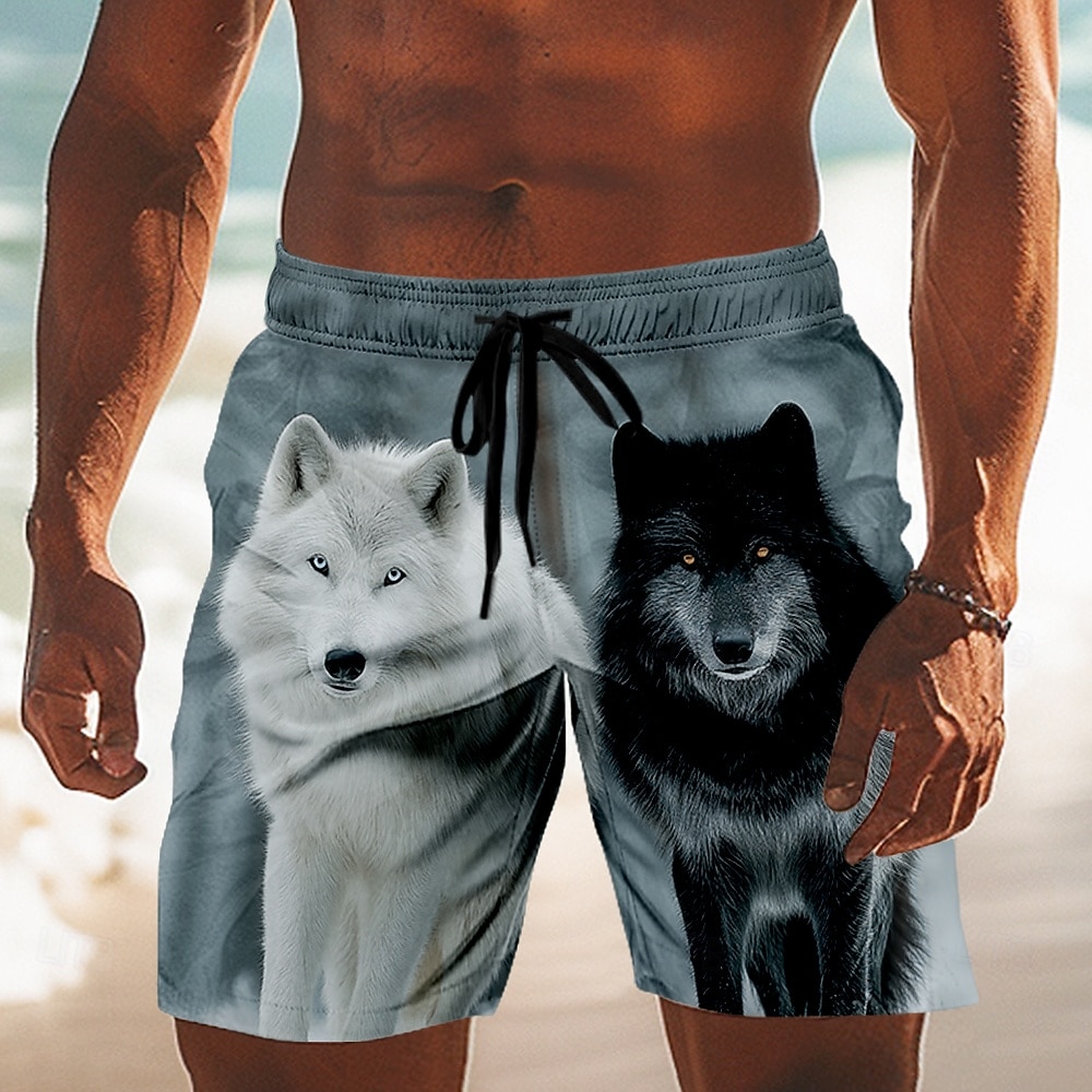 Per uomo Animale Lupo chiaro di luna Costumi da bagno Pantaloncini da mare Pantaloncini da Surf Misura del girovita medio Retrò Vintage All'aperto Vacanza Tasche Laterali fodera in rete Coulisse del 2026 a $20.99 –P2