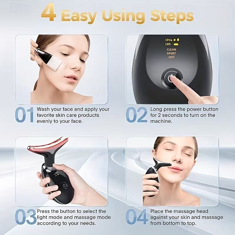 7LED Colour Vibrating Neck Device Skin Beauty Device Facial Massager Face and Neck Massager 2026 - $32.99 –P4