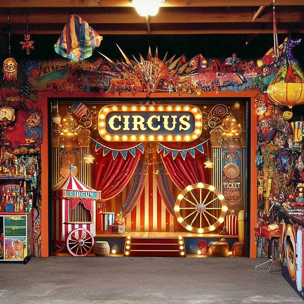 Mardi gras Garasjeportdeksel Stor opphengning sirkus Luksus 3D Party Utendørs Bakgrunner for skyting Inngangsdør Maskerade Hjemmedekor 2026 - $29.99 –P2