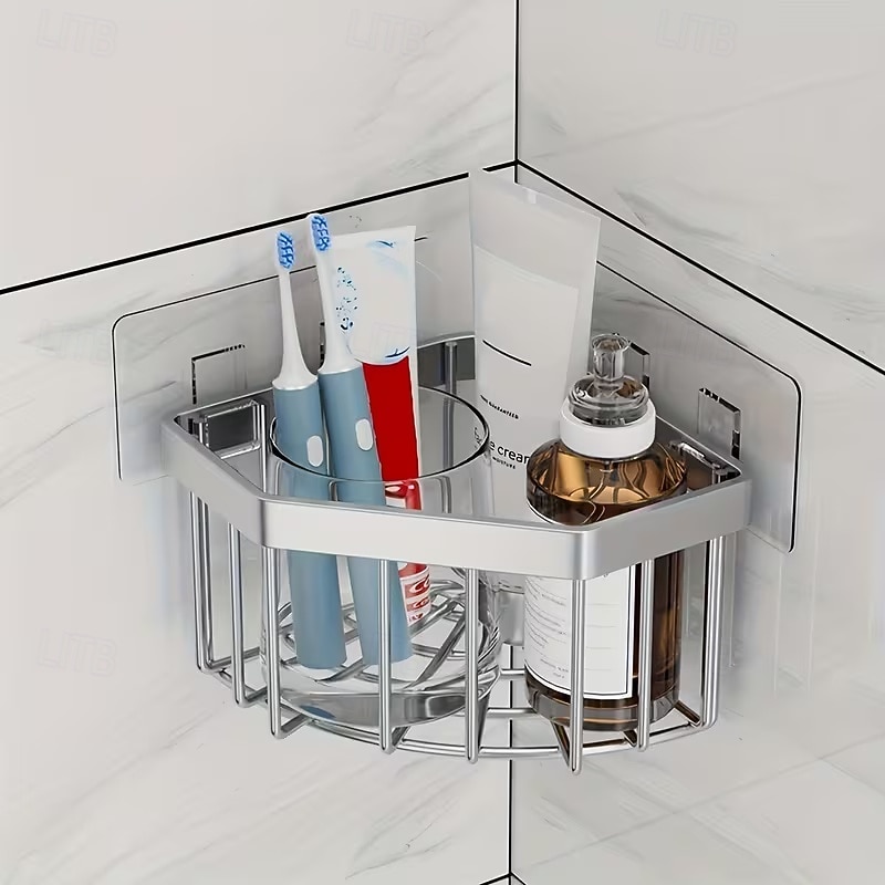 Plassbesparende kjøkkenvaskorganisator, kraftig trekantet avløpsstativ med svampholder, oppvaskstativ og skjærebrettspor, veggfeste, rustfritt stål, slitesterk konstruksjon, enkel å rengjøre, moderne 2026 - $13.99 –P4