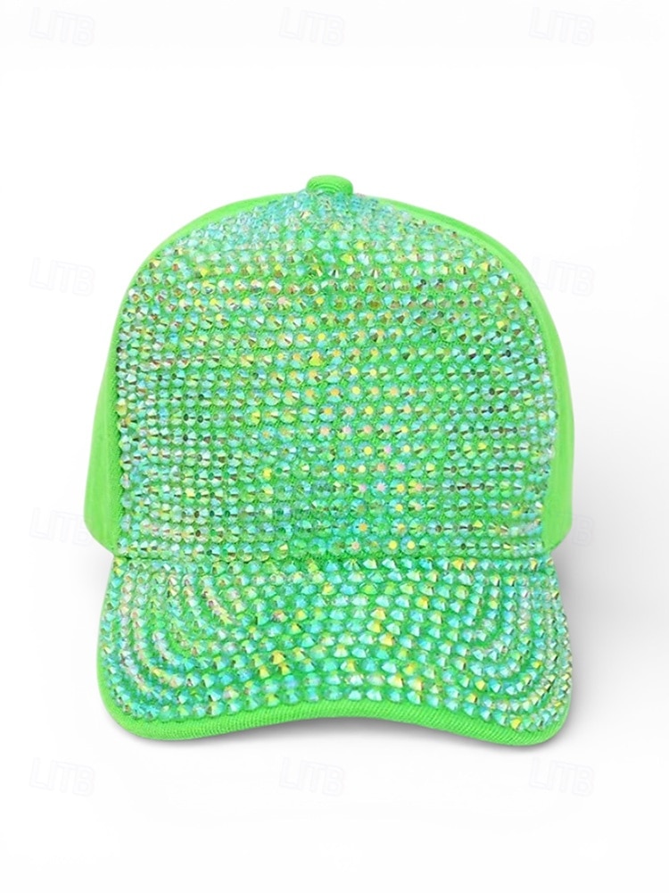 Casquette unisexe ornée de strass, en polyester, décoration scintillante, disponible en plusieurs couleurs, idéale pour la Saint-Patrick, le carnaval et au quotidien. de 2026 ? $14.99 –P9