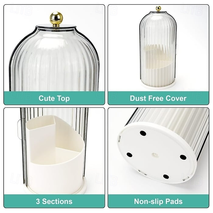 Porte-brosses à dents anti-poussière avec couvercle, boîte de rangement pour pinceaux de maquillage pour coiffeuse, porte-stylos en forme de cage à oiseaux et étagère de rangement, organisateur de 2026 ? $19.99 –P7