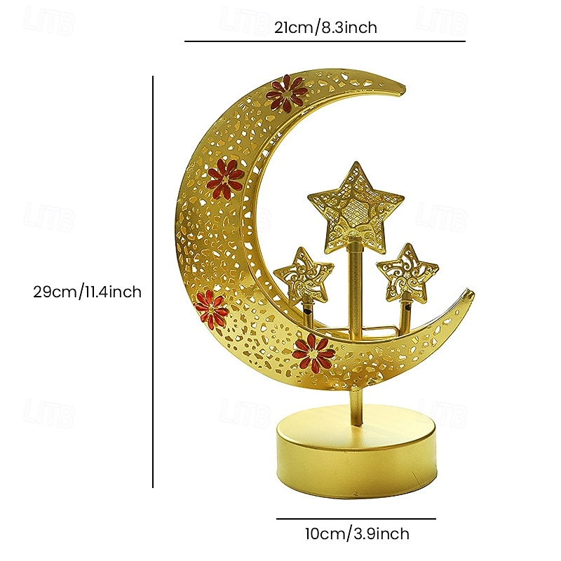 ramadan eid vas fém díszlámpa csillag hold beltéri hálószoba hangulatvilágítás aaa elem 29 * 21cm 2026 - $27.99 –P7