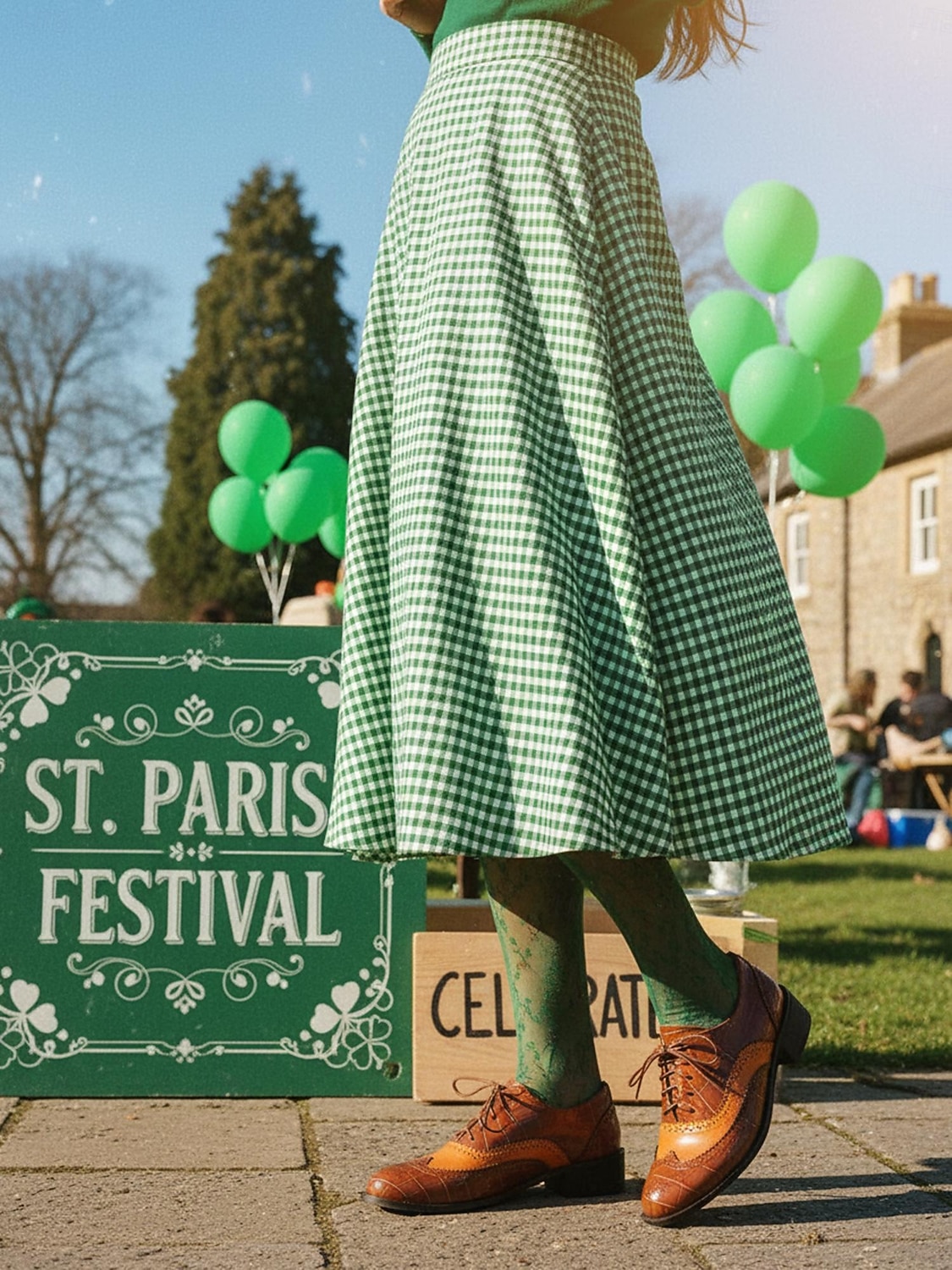 Dámské zelené oxfordské společenské boty s detailem brogue – pohodlné boty na nízkém podpatku se šněrováním na průvod ke Dni svatého Patrika, irské festivalové outfity, sváteční párty outfity 2026 - $59.99 –P10