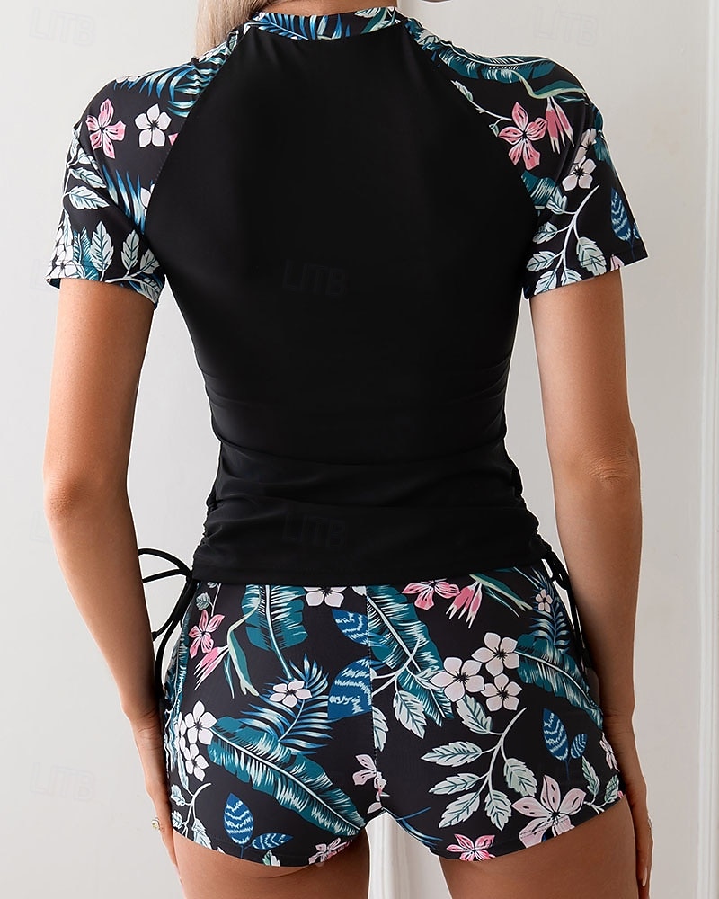 Γυναικεία Προστατευτικά Μαγιό με φλοράλ print Μαγιό Φλοράλ Πολύ Ελαφρύ (UL) Προστασία UV Ελαστικό Κοντομάνικο Μαγιό Σέρφινγκ Ψαροντούφεκο Καλοκαίρι 2026 - $20.99 –P11