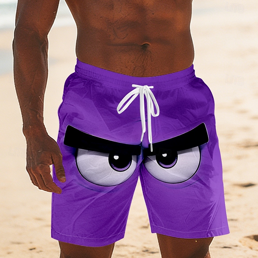 Per uomo Illusione ottica Fantasia "Cartone 3D" Grandi occhi Costumi da bagno Pantaloncini da mare Pantaloncini da Surf Misura del girovita medio Divertente Camicia hawaiana Vacanza al Mare Tasche del 2026 a $20.99 –P5