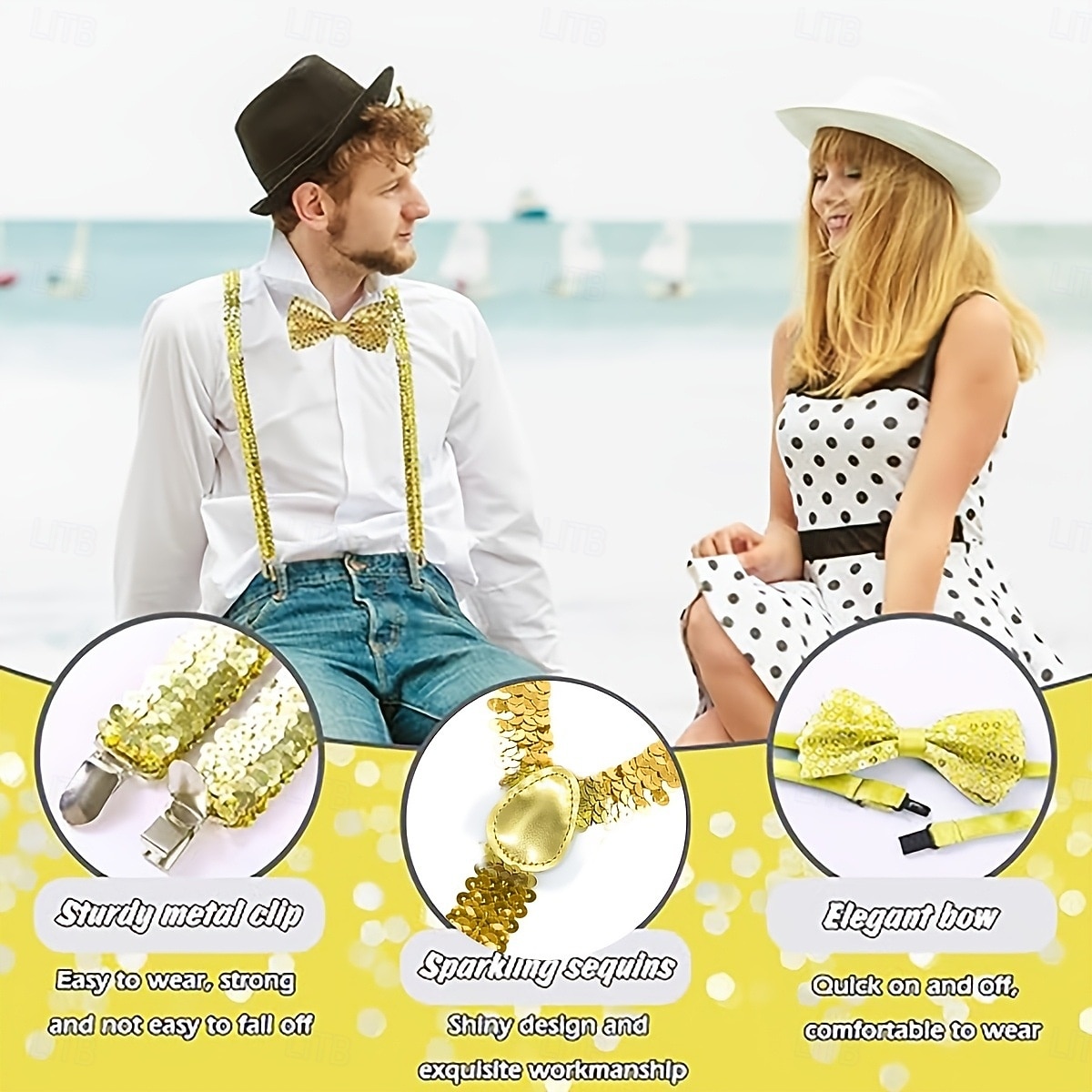 Fantasia de Carnaval Gravata Borboleta Suspensórios em Y Discoteca Retro Vintage Anos 80 Paetês Adulto Homens Dia Das Bruxas Carnaval Festa Espetáculo Dança Balé Vestir-se de 2026 por $24.99 –P4