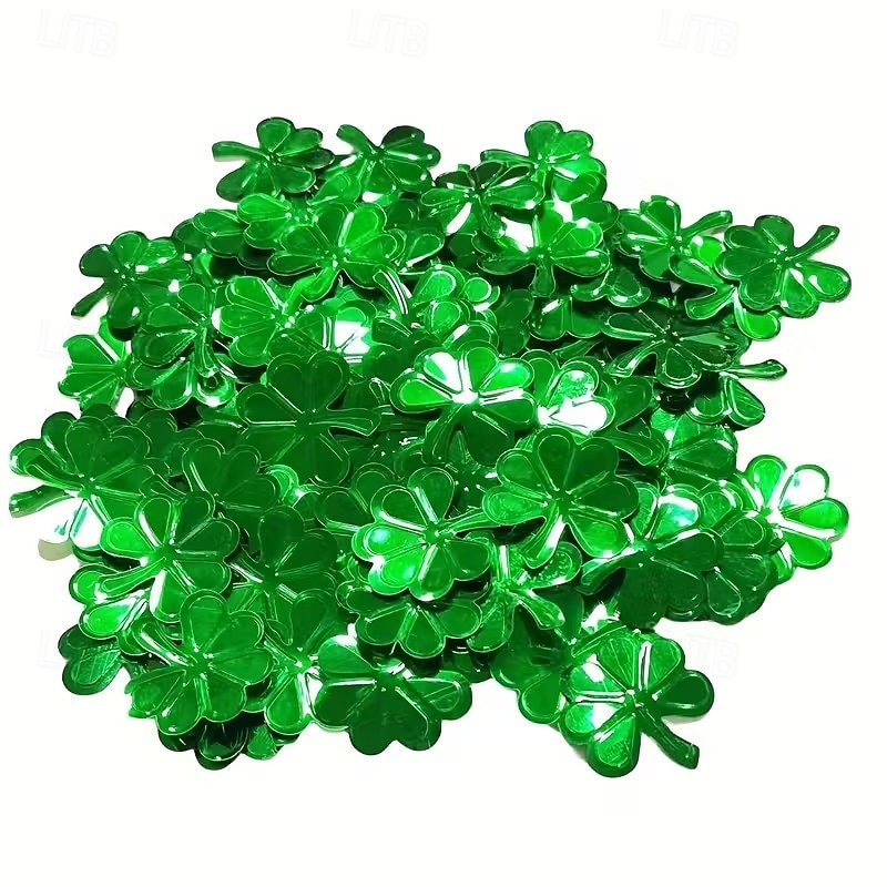 Dekorace na stůl ke Dni svatého Patrika, 100 ks plastových mincí pro štěstí a 30 g trojlístkových konfet na stůl, posypky na stůl pro irskou párty svatého Patrika, dárky, potřeby 2026 - $10.99 –P3
