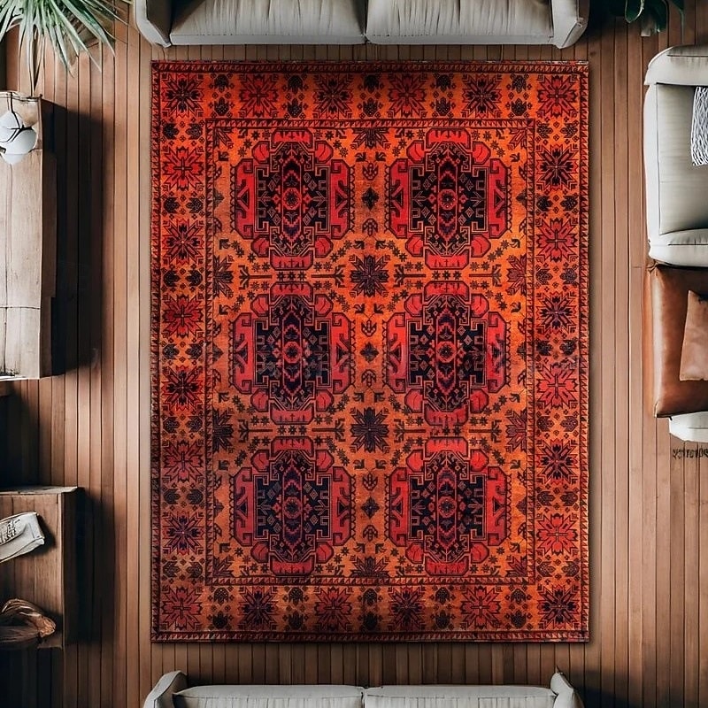 Vintage persisk matta, fläckbeständig och lätt att rengöra, etnisk soffpläd, halkfri sängmatta i sovrummet, slitstark och elegant golvdekor i vardagsrummet 2026 - $3.99 –P8