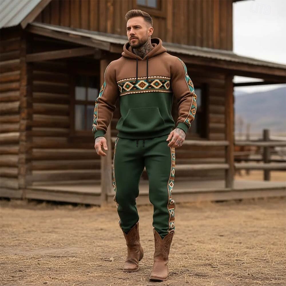 Homens Tribal 2pcs Conjuntos de moletom 3D Moletom Moletom com capuz Manga Longa Calças compridas Com Capuz Estilo Étnico Casual Diário Roupa Esportiva Impressão 3D Primavera Outono Inverno Marron de 2026 por $48.99 –P3