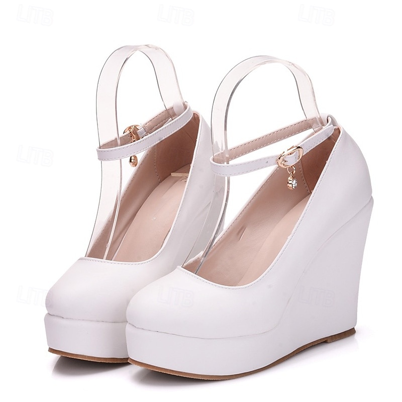 בגדי ריקוד נשים יומי קוקטייל נשף רקודים אבזם פלטפורמה בוהן עגולה אלגנטית אופנתי סגנון חמוד PU אבזם לבן 2026 - HK $289.43 –P3