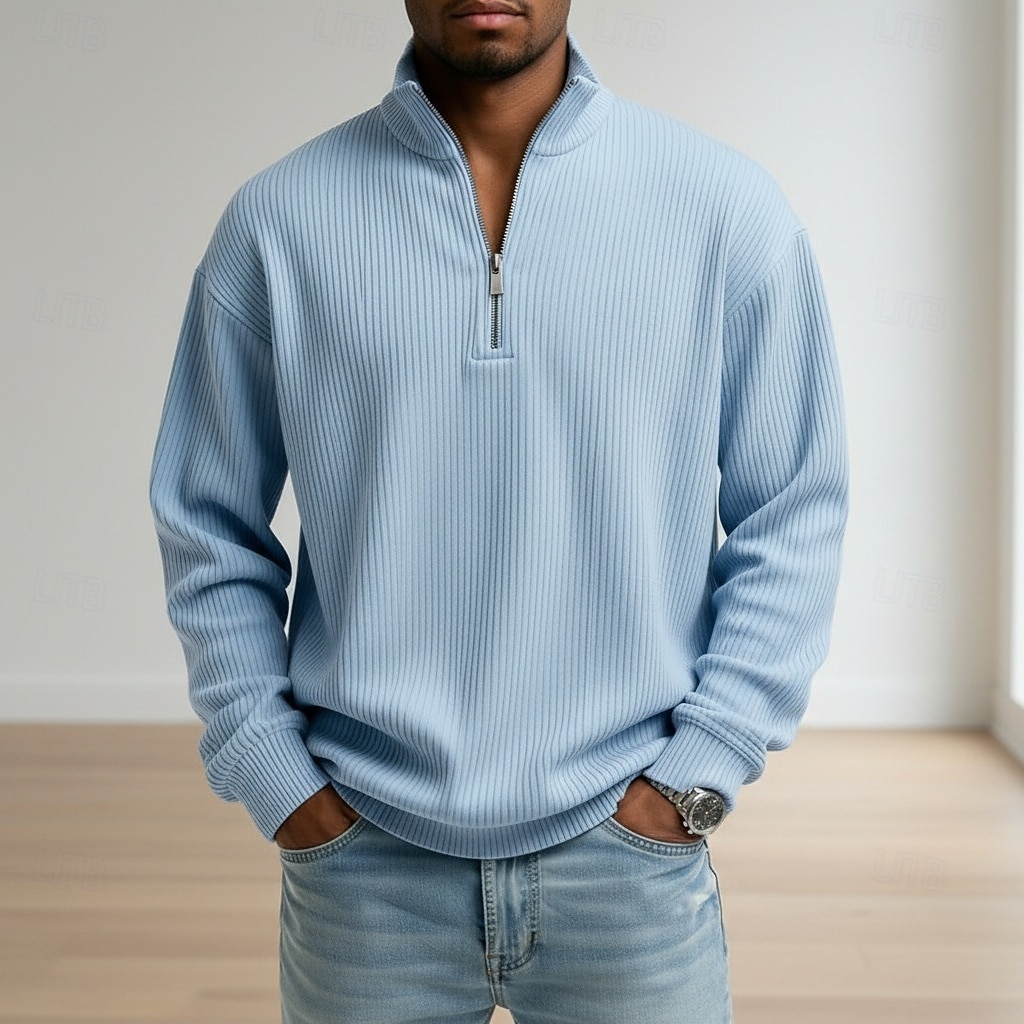 Per uomo Camicia di Velluto a Coste Maglietta Manica Lunga Zip a un quarto Autunno Primavera & Autunno Tinta unica Moda Moderno Casual Con zip Caldo Casuale All'aperto Casual Nero Blu scuro Grigio del 2026 a $25.99 –P6