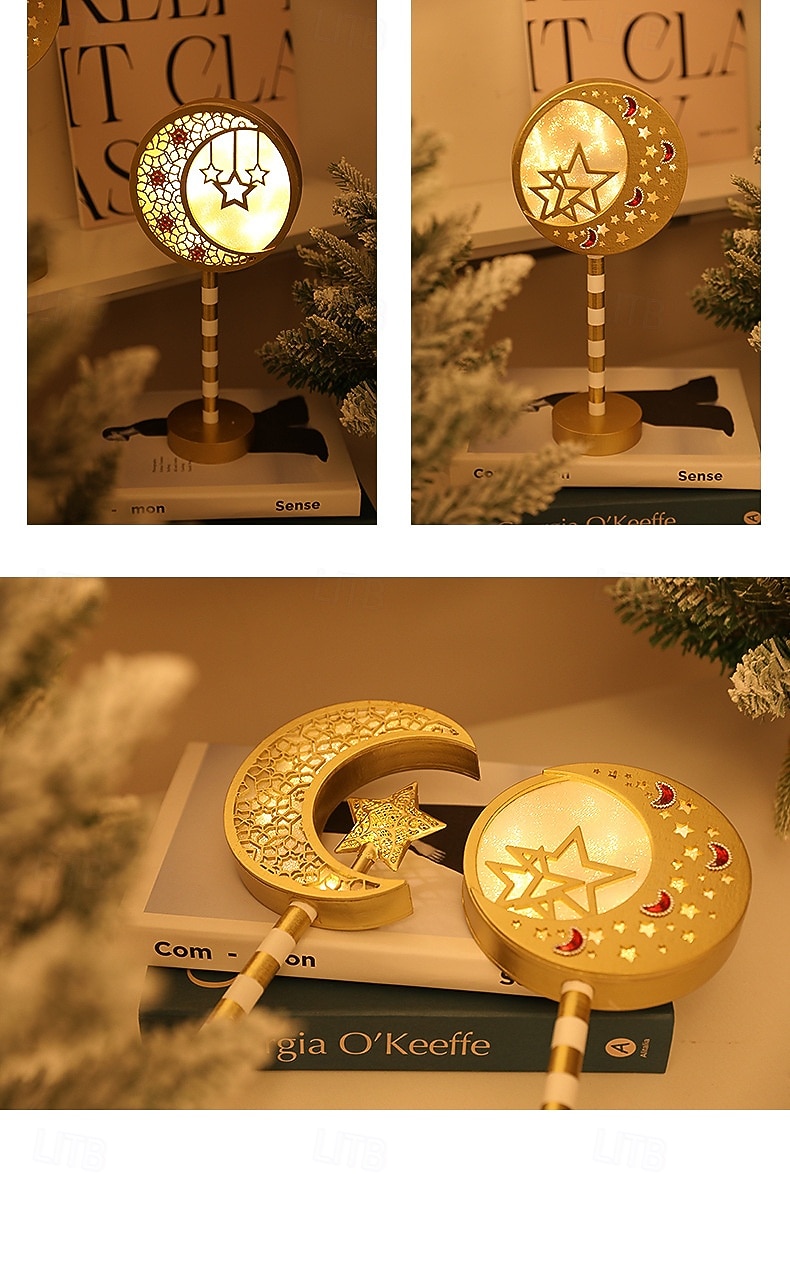 ramadan eid led dekoratív fényjelzés csillag hold vár beltéri hálószoba ünnepi hangulatú függőlámpa aa elemdoboz 30cm magasság 2026 - $13.99 –P5