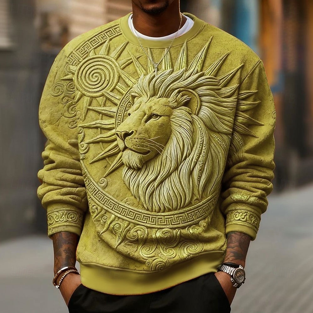 Ανδρικά 3D Εκτύπωση Λιοντάρι 3D εκτύπωση Πουλόβερ Καθημερινό 3D Μακρυμάνικο Στρογγυλή Ψηλή Λαιμόκοψη Διακοπές Πάρτι Δώρο Κίτρινο Βυσσινί Πορτοκαλί Καφέ Γκρίζο Λαιμόκοψη 3D Όλες οι εποχές Σχεδιαστής 2026 - $32.99 –P2