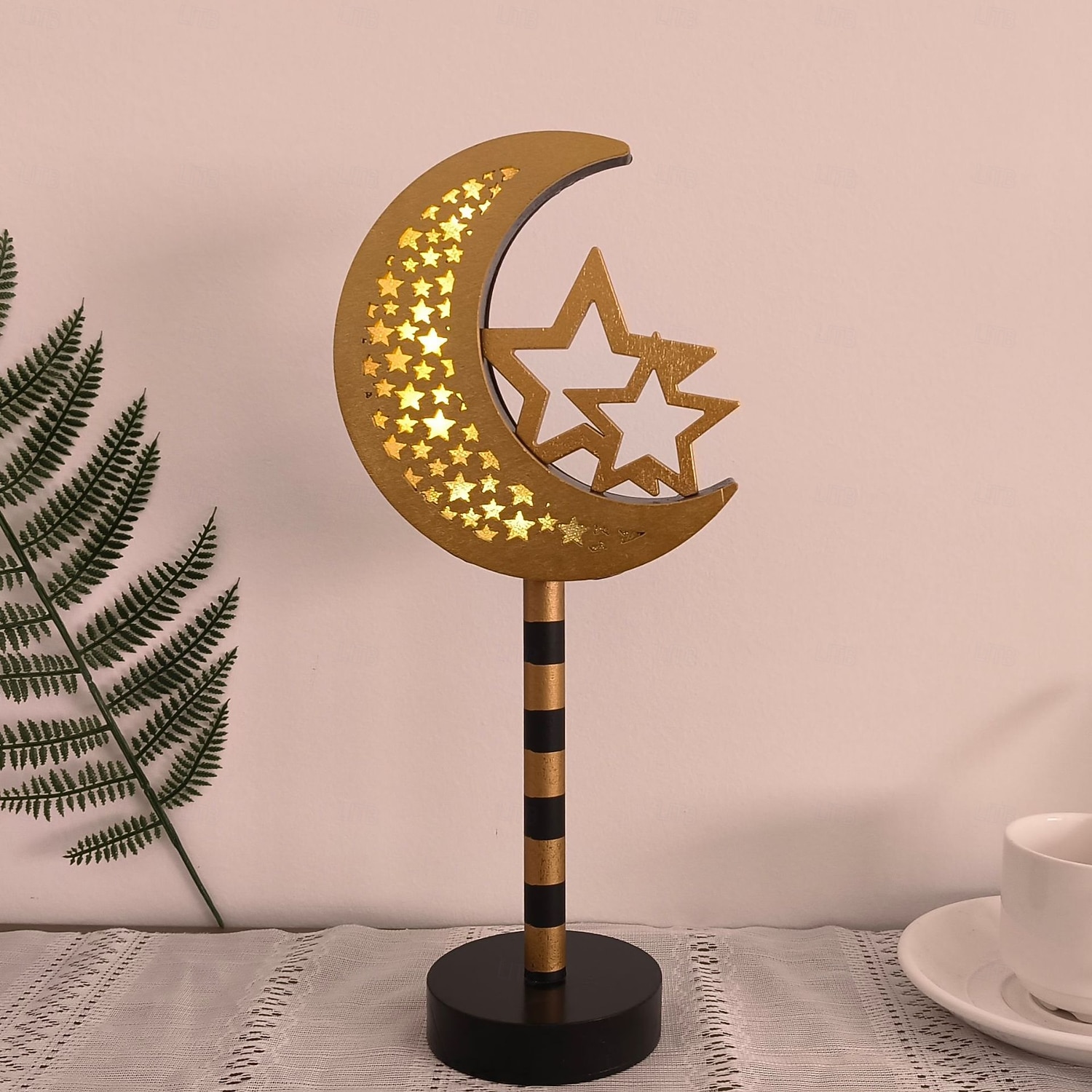 ramadan eid led dekoratív fényjelzés csillag hold vár beltéri hálószoba ünnepi hangulatú függőlámpa aa elemdoboz 30cm magasság 2026 - $13.99 –P7