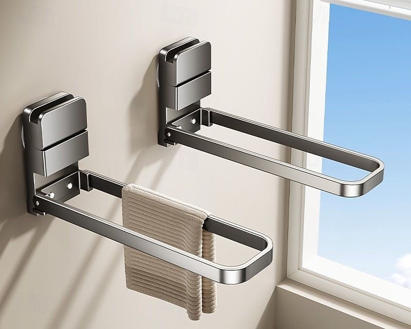 Toallero plegable con succión al vacío de 1/2 pieza, barra de toalla de baño sin taladro, adecuado para toallas, ropa, cintas para el cabello, joyas, toallas de mano, etc., almacenamiento, toalleros 2026 - $10.99 –P2