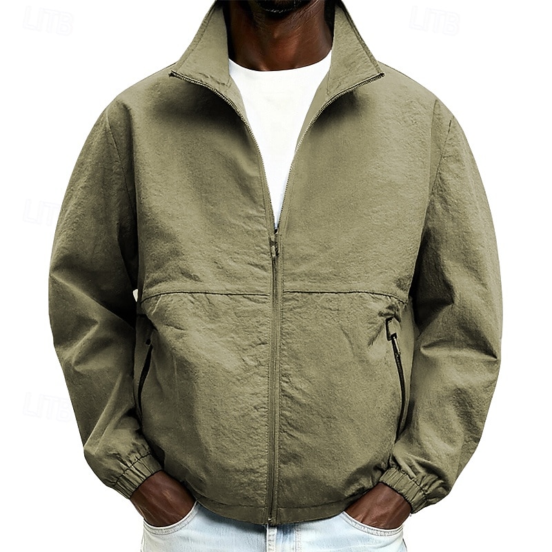 Ανδρικά Ελαφρύ μπουφάν Casual Jacket Καθημερινά ΕΞΩΤΕΡΙΚΟΥ ΧΩΡΟΥ Ικανότητα να αναπνέει Τσέπη Άνοιξη Φθινόπωρο Σκέτο Κομψό στυλ street Στυλάτο Όρθιος γιακάς Κανονικό 2026 - $48.99 –P2