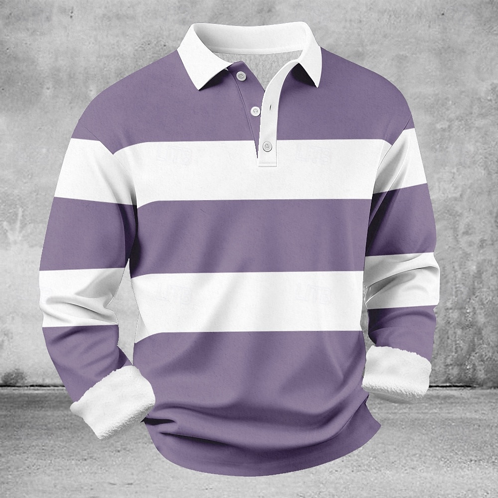 Ανδρικά Γεωμτερικό Οριζόντιες λωρίδες Μπλουζάκια πόλο Πουκάμισα Themmal Μακρυμάνικο Μπλουζάκια πόλο Πέτο Καθημερινό Ένδυση γυμναστικής και άθλησης Αργίες Καθημερινά Ρούχα 3D εκτύπωση 2026 - $25.99 –P3