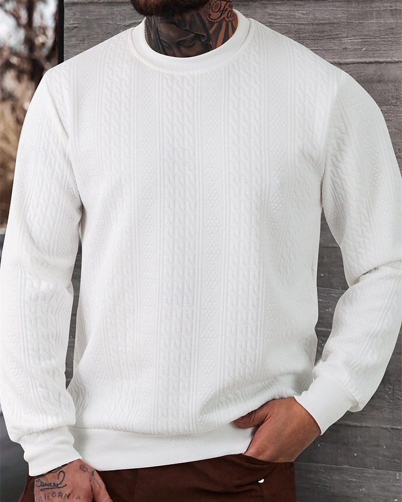 Homens Moletom Estacionar Preto Branco Cáqui Cinzento Gola Redonda Tecido Jacquard Casual Diário Desportos e Ar livre Roupa de rua Roupa de Esporte Casual Primavera Outono Roupa Moletons Moletons de 2026 por $26.99 –P10