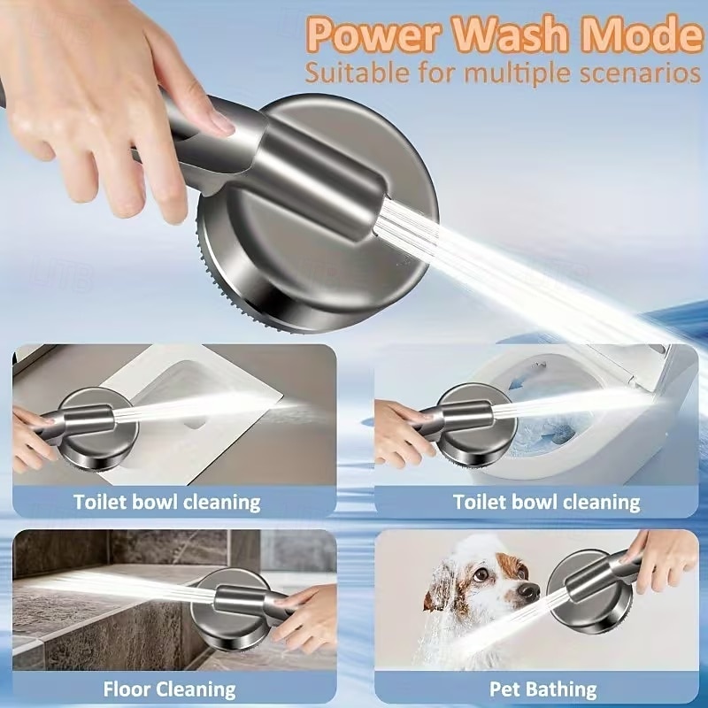 5 τεμάχια χειροκίνητη κεφαλή ντους υψηλής πίεσης, τέσσερις λειτουργίες ψεκασμού, κεφαλή ντους με σταγόνες νερού ιόντων, επιτοίχια τοποθέτηση, με διακόπτη on/off, φιλτραρισμένο μασάζ ντους με λάστιχο 2026 - $39.99 –P6