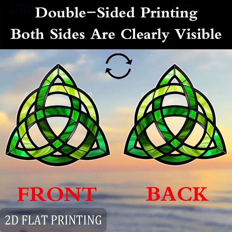 St. Patrick's Day Sun Catcher, Large Celtic Knot Window Hanging Decoration, Painted Glass Effect in Green, Gold, Black & Emerald 2026 - $10.99 –P6