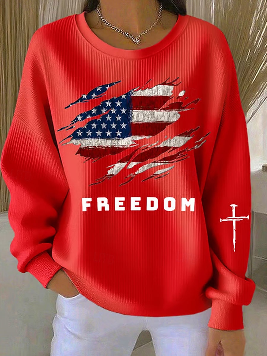Mujer Pullover Estampado Graphic Letra Cálido Clásico Casual Manga Larga Cuello Barco Tops regulares Casual Hogar Calle Azul Piscina Negro Blanco Rojo Beige Primavera Otoño Invierno 2026 - $29.99 –P5