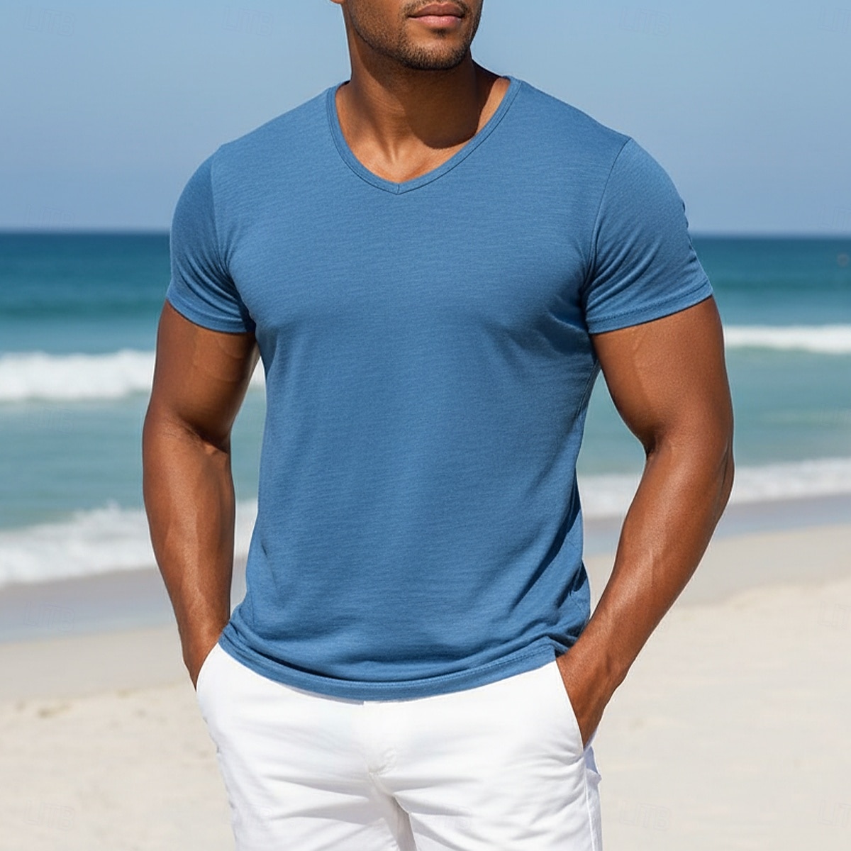 Homens Camiseta Camisas antiumidade Manga Curta Decote V Verão Primavera Tecido Esportes Básico Casual Estilo Clássico Puro Casual Branco Azul Claro Preto Top Tee para Homens de 2026 por $12.99 –P2