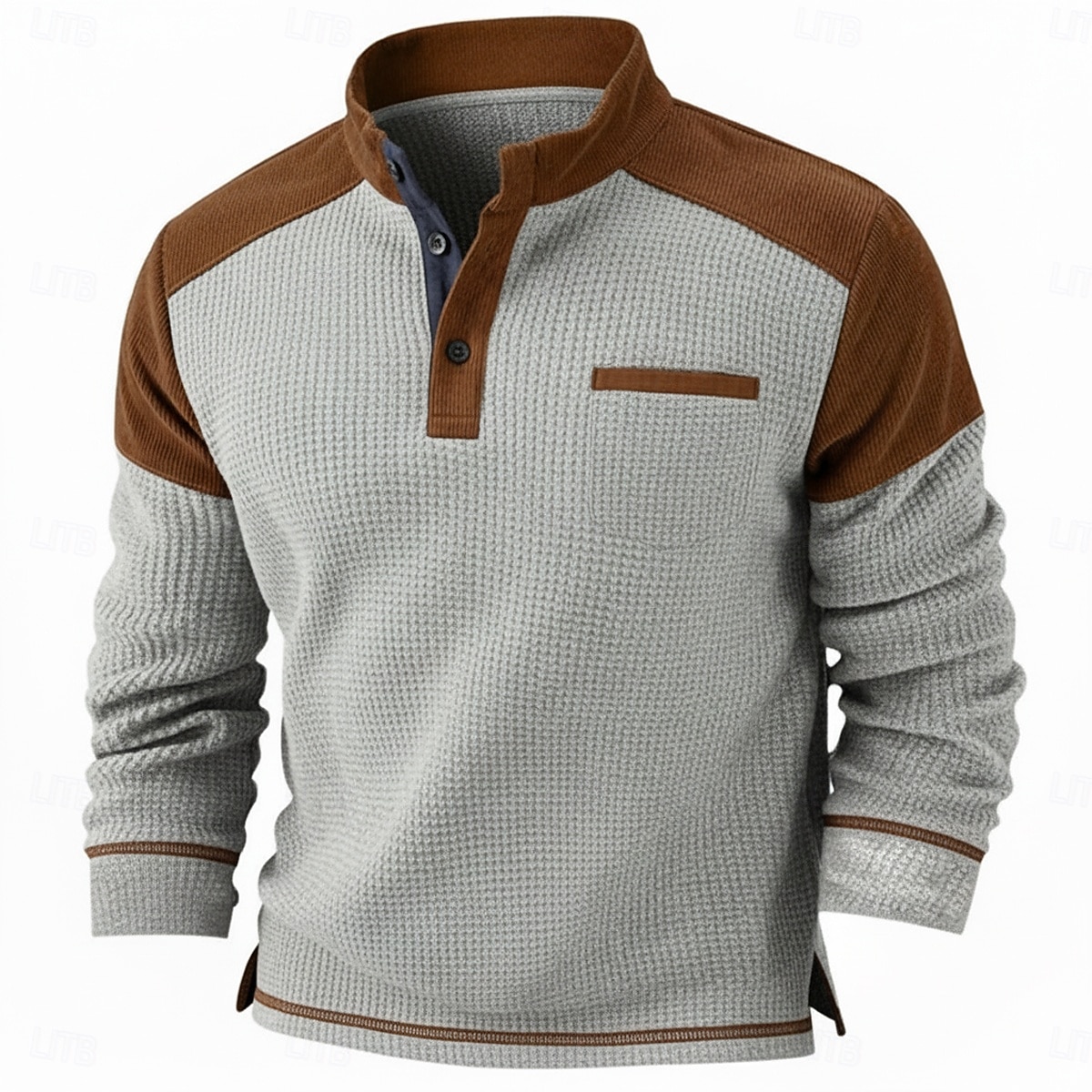 Herre Vaffel T-skjorte T skjorte Vaffel Henley-skjorte Langermet Henley Vinter Vår & Vinter Helfarge Tradisjonell / vintage Ren Avslappet Hjem utendørs Svart Navyblå Grønn Topp T-skjorte for menn 2026 - $26.99 –P8