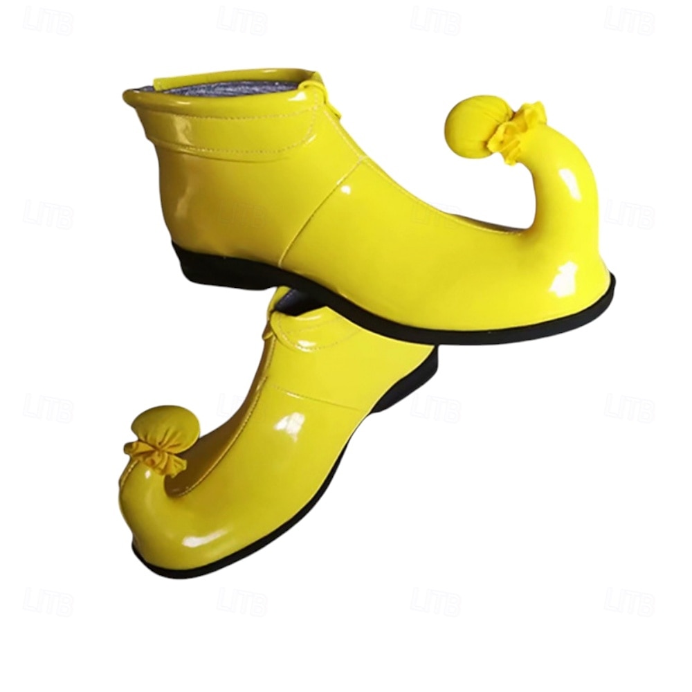 Zapatos de payaso a rayas de Mardi Gras para hombres rojos y amarillos punta puntiaguda con tacón curvado divertido ajuste cómodo perfectos para carnaval y disfraces de payaso 2026 - $64.99 –P6