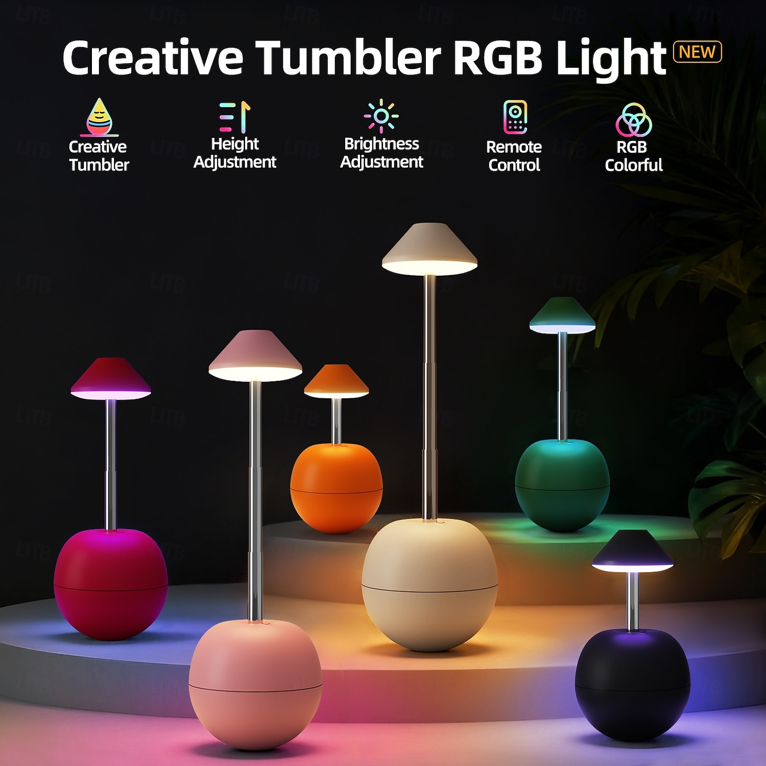 مصباح ليلي RGB قابل للتعديل مع جهاز تحكم عن بعد، مصباح مكتب LED قابل للتعتيم، 3 درجات حرارة لونية، وظيفة مؤقت، جهاز تحكم عن بعد لغرفة النوم، إضاءة محيطة بجانب السرير 2026 - $34.99 –P1