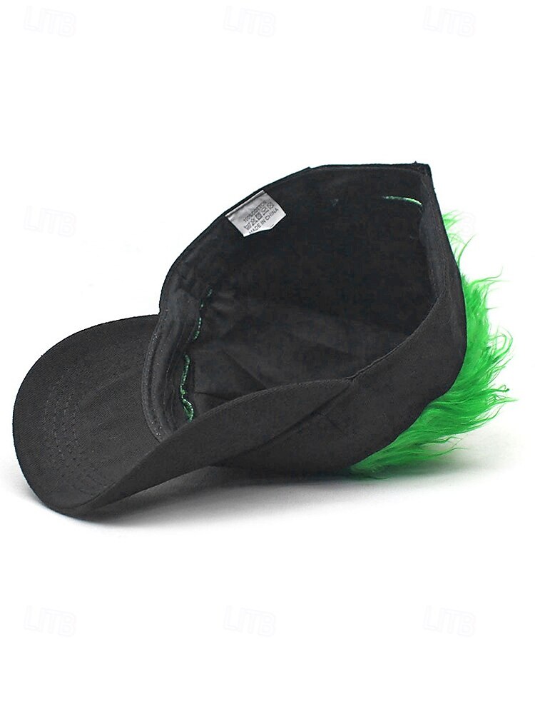 Sombrero de visera de poliéster para hombre con peluca sintética colorida, disponible en varios colores, perfecto para el Día de San Patricio, carnaval y ocasiones festivas. 2026 - $14.99 –P7