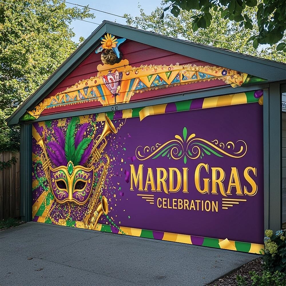 Carnaval Tampa da porta da garagem Grande pendurado Máscara Pena Luxo 3D De Festa Exterior Fundos de fotografia Porta de Entrada Baile de Máscara Decoração de casa de 2026 por $49.99 –P4