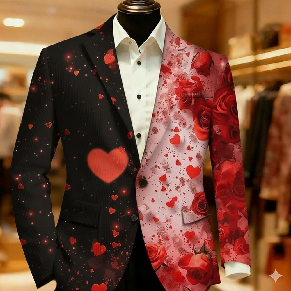 San Valentino Per uomo Cuore Giacca blazer Cappotto Di tendenza Confortevole Traspirante Artistico Casual Quotidiano Abbigliamento da sera Festival Stampa 3D Bottoni Multi-tasche Tutte le stagioni del 2026 a $85.99 –P5
