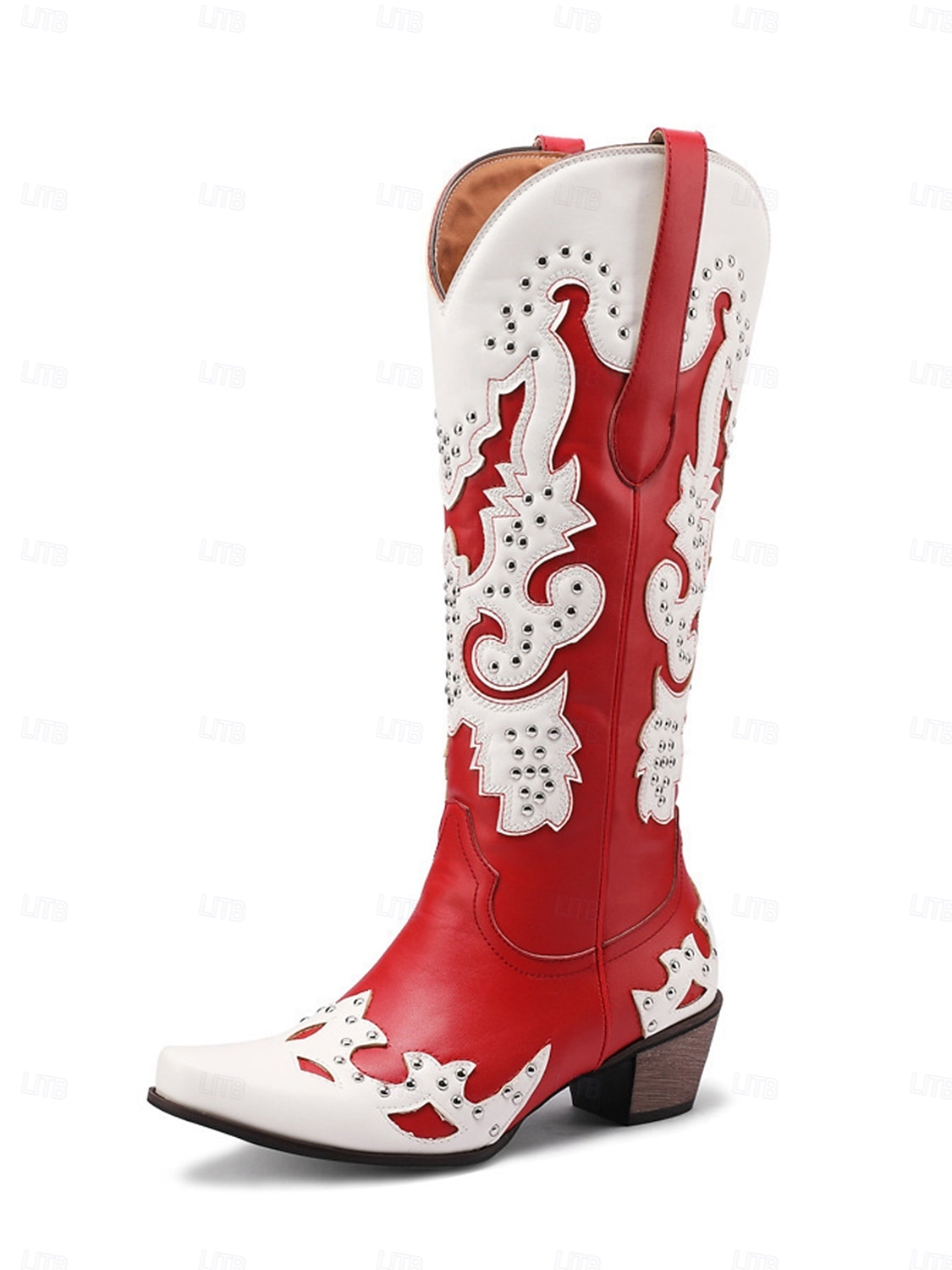 Dames Mardi Gras Rode Cowboylaarzen met Nieten - Festivalstijl Westernlaarzen Ideaal voor Carnaval Parades Kostuumfeesten Straat Festivals  Themed Vieringen 2026 - $99.99 –P1