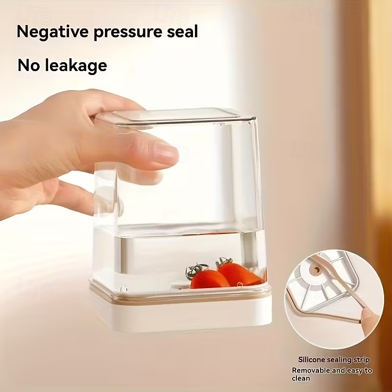 4 stuks handmatige vacuüm bewaardozen (3 dozen + 1 luchtpomp), vierkant ABS-materiaal met deksel, inclusief luchtpomp, vervangende bewaardoos voor in de koelkast, geschikt voor fruit, groenten, granen 2026 - $28.99 –P9