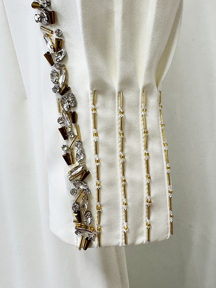 Vestido formal largo hasta el suelo estilo A Línea Vestido de gala Vestido de gala Elegante vintage Manga larga Cuello alto Boda formal con cristales y perlas 2026 - $195.99 –P8