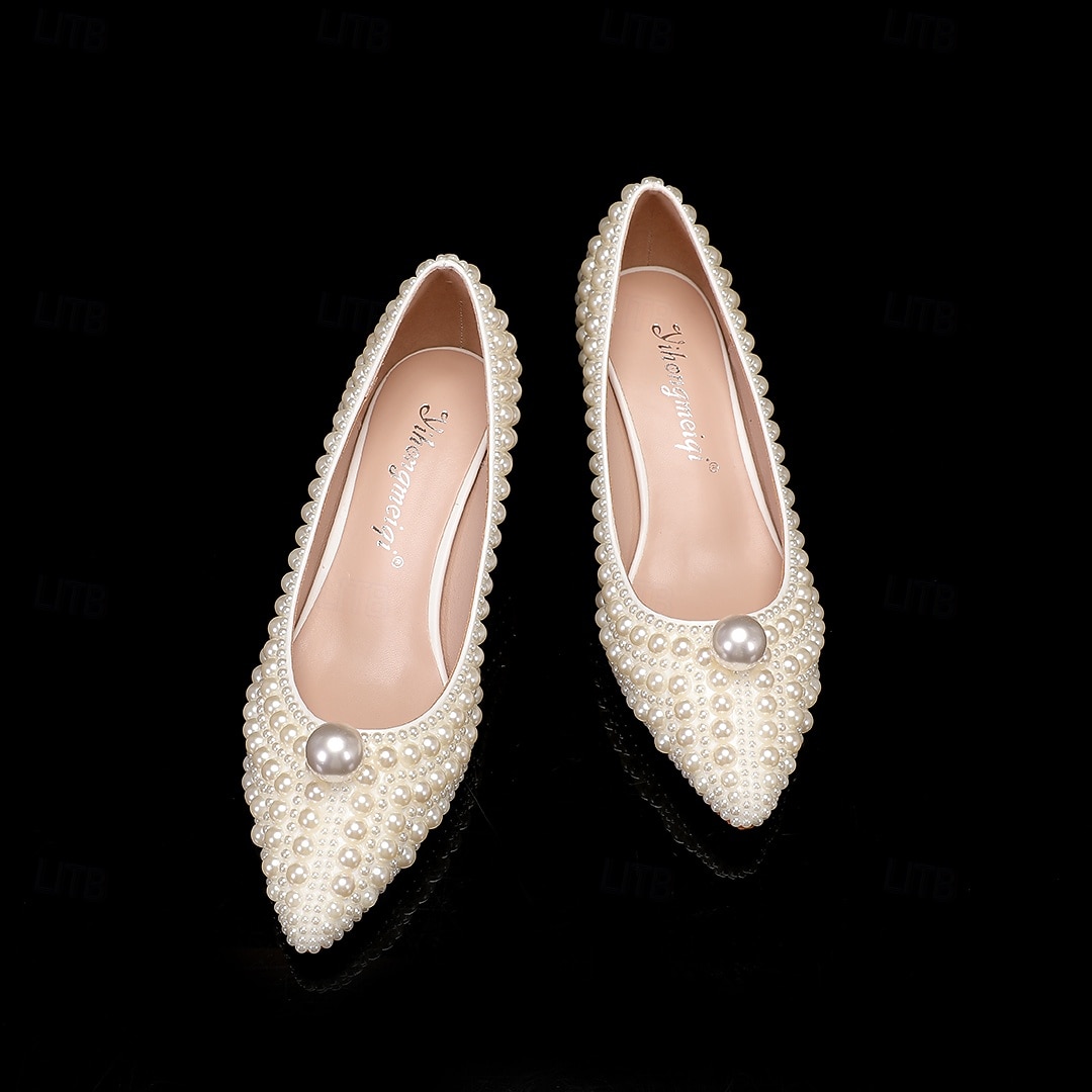 Per donna scarpe da sposa Scarpe bianche Scarpe da sera Matrimonio Feste Floreale Colore a contrasto tacchi da sposa Scarpe da sposa Scarpe da damigella d'onore Perle di imitazione Perline Basso A del 2026 a $79.99 –P3