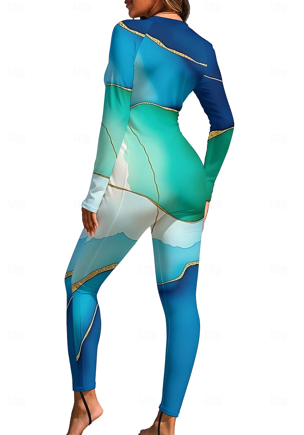 Per donna Standard Top sottomuta Rash Guard completo per il corpo Costume da bagno Geometrico Marmo con reggiseno incorporato Cerniera Frontale Protezione Solare UV Coppa larga UPF50+ Integrale del 2026 a $49.99 –P2