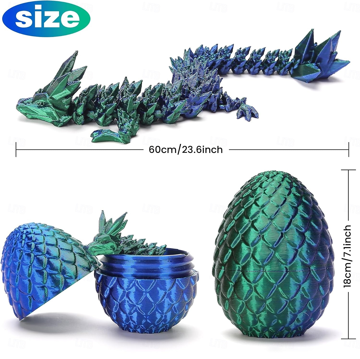 Large 3D Printed Dragon with Easter Egg,Big Articulated Dragon Fidget Home Decor, Desk Pet, Christmas Birthday Gift 2026 - $28.99 –P1
