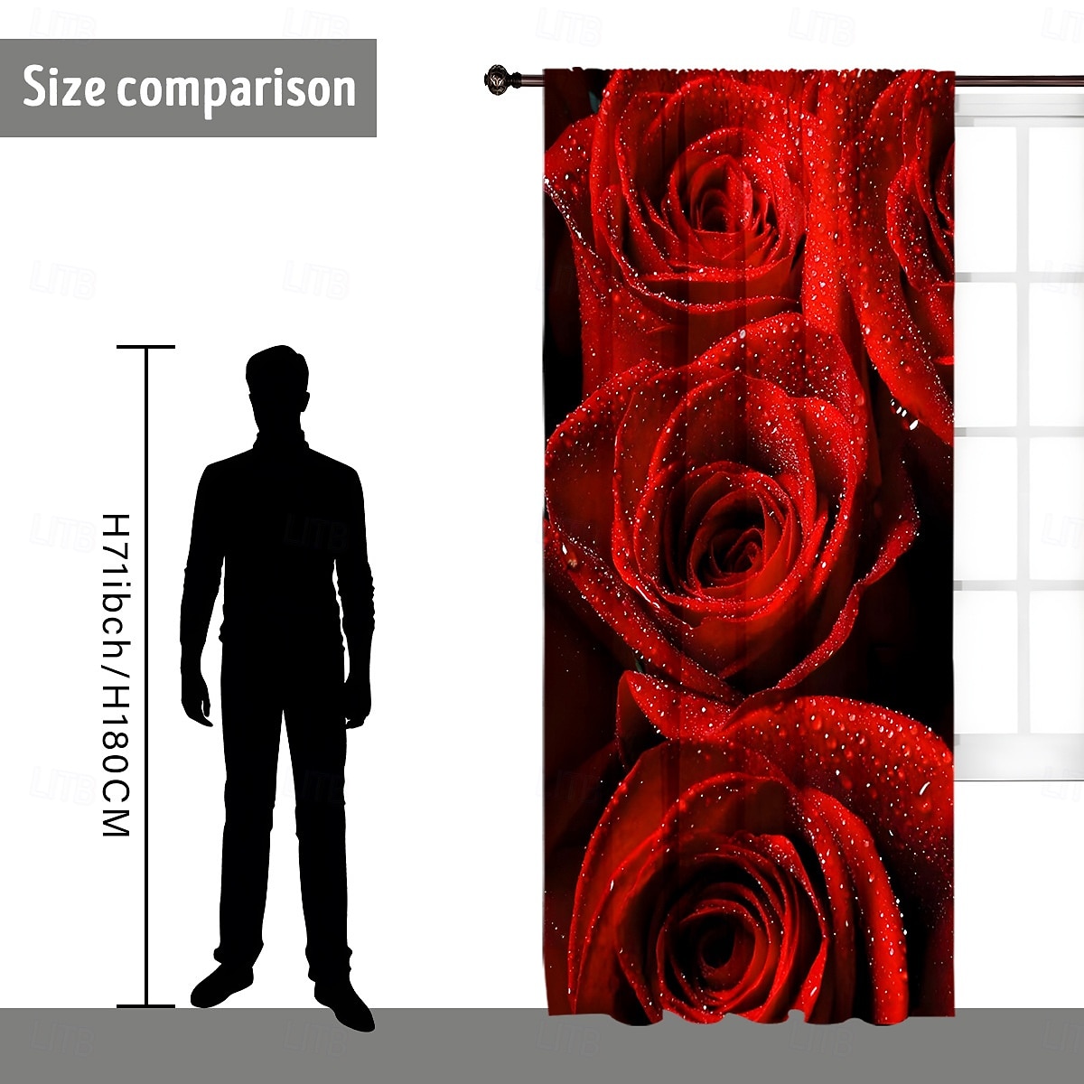 Alla hjärtans dag-gardin i tunt tyg för fönster, röd med dekorativ bolldesign, eleganta mjuka fönstergardiner, romantisk heminredning för sovrum och vardagsrum 2026 - $30.99 –P5
