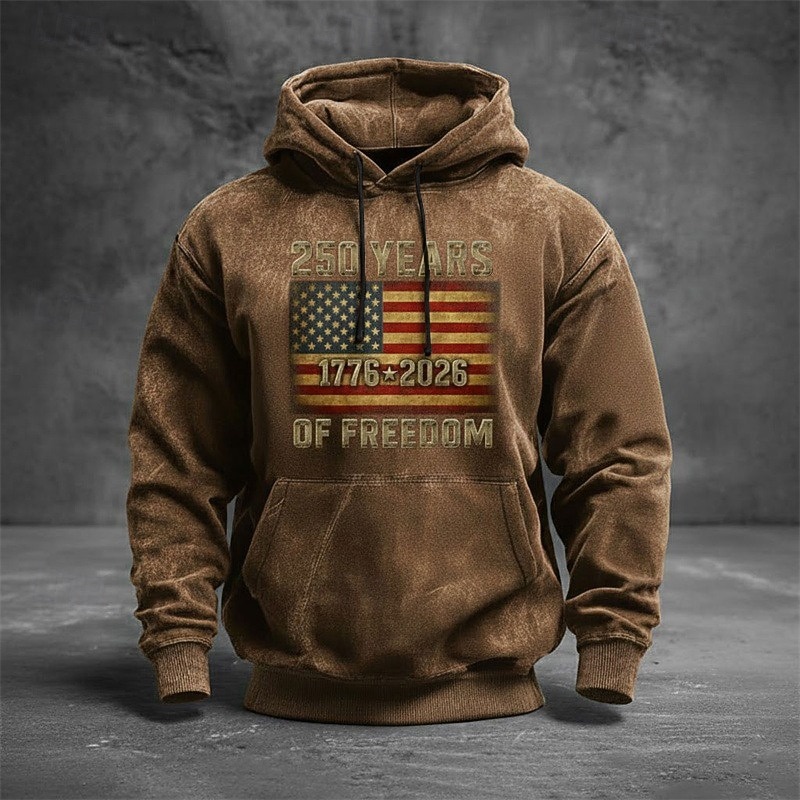 Herren Grafik Amerikanische US-Flagge Kapuzensweatshirt Pullover-Hoodie Bedruckter Hoodie Mode Streetwear Täglich Vintage-Retro Langarm Mit Kapuze Outdoor Streetwear Urlaub Rote Braun Grün Grau 2026 - $32.99 –P4