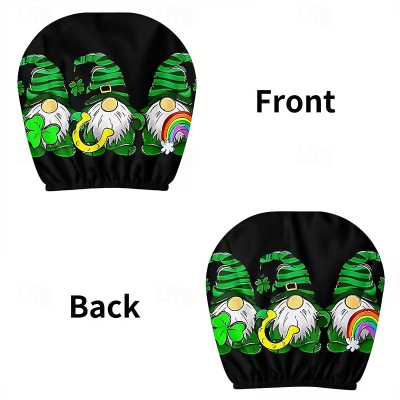 2 capas de encosto de cabeça para carro com trevo verde | compatíveis com todos os veículos, pretas &Adesivo para carro com estampa de trevo verde, design plano 2D, poliéster, fácil instalação - de 2026 por $7.99 –P25