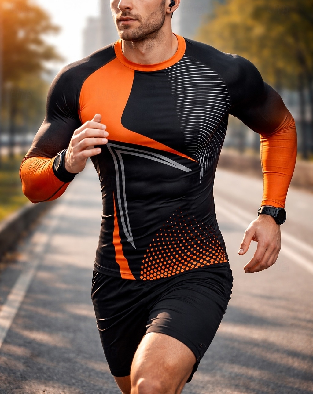 Муж. Футболка для бега Компрессионная футболка 3D печать Длинный рукав Основной слой Весна Осень Геометрический принт Быстровысыхающий Сжатие видеоизображений Для тренировки Power Flex Влагоотводящие 2026 - $18.99 –P1
