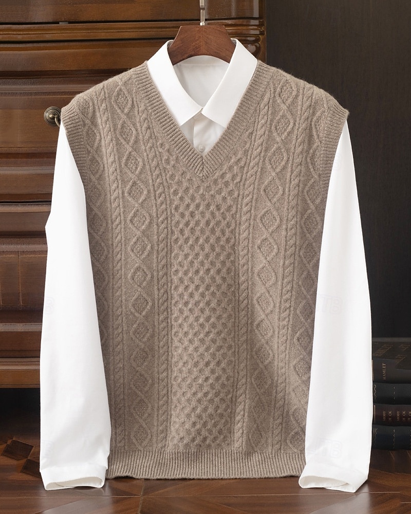 Herren Pullunder Kleid Pullover Pullover Weste Strickpullover Gerippt Stricken Normale Oberteile Gestrickt Einfach V Ausschnitt Mode Streetwear Geschäft Urlaub Bekleidung Ärmellos Herbst Winter 2026 - $130.99 –P5