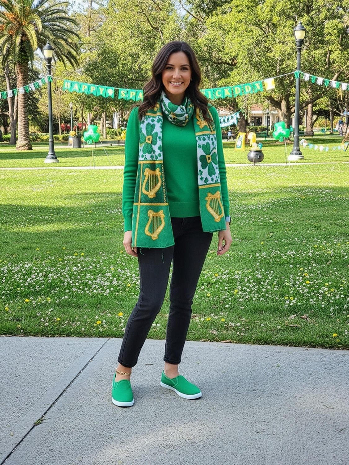 Grüne Damen-Slipper aus Canvas zum Hineinschlüpfen für den St. Patrick's Day – bequeme, lässige und vielseitige Sneaker für Paraden, Festivals und den Alltag 2026 - $19.99 –P5