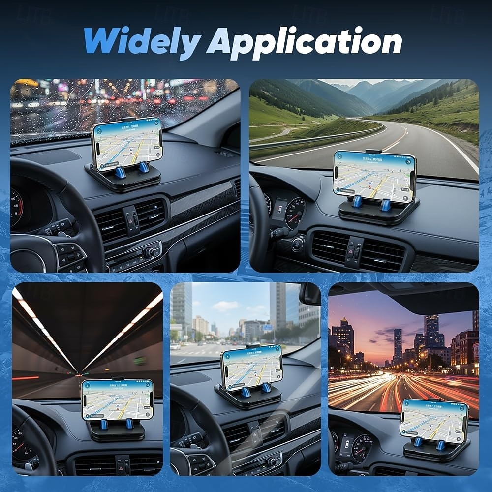 2-i-1 360° roterbar biltelefonholder med parkeringsnummerplate - sammenleggbar, justerbar sklisikker base, dashbord-/nakkestøttefeste, kompatibel med de fleste kjøretøy, biltelefonholder, biltilbehør 2026 - $11.49 –P9