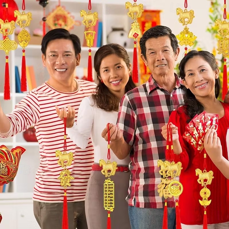 12/24 pieces 2026 Year of the Horse Hanging Ornaments Spring Festival Decorations Auspicious Pendants Tassel Accessories Wealth-Attracting Decor Home Kitchen Potted Plants Car Ornaments Horse 2026 - $24.99 –P4